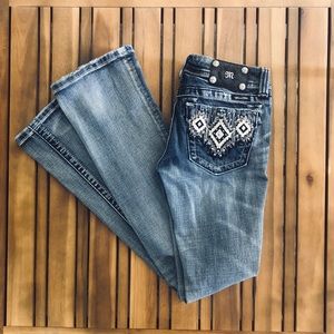 Miss me Aztec pocket boot cut jeans